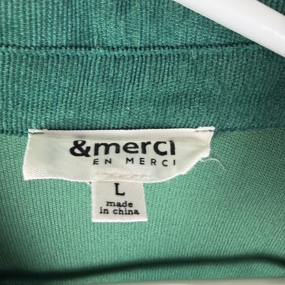 &merci Mens Emerald Green Corduroy Button Down Utility Shirt Large MTP8875 - Picture 7 of 9